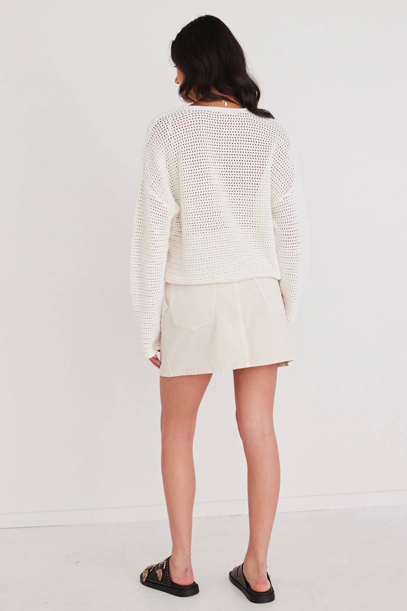 Dawn Ivory Crochet Knit Jumper
