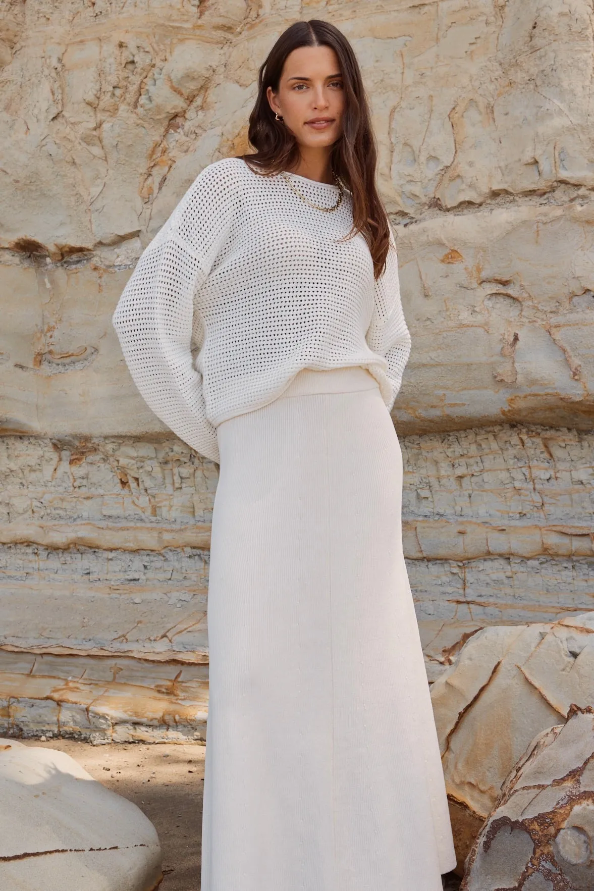 Dawn Ivory Crochet Knit Jumper
