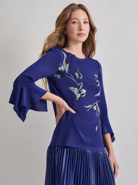 Embroidered Floral Knit Blouse