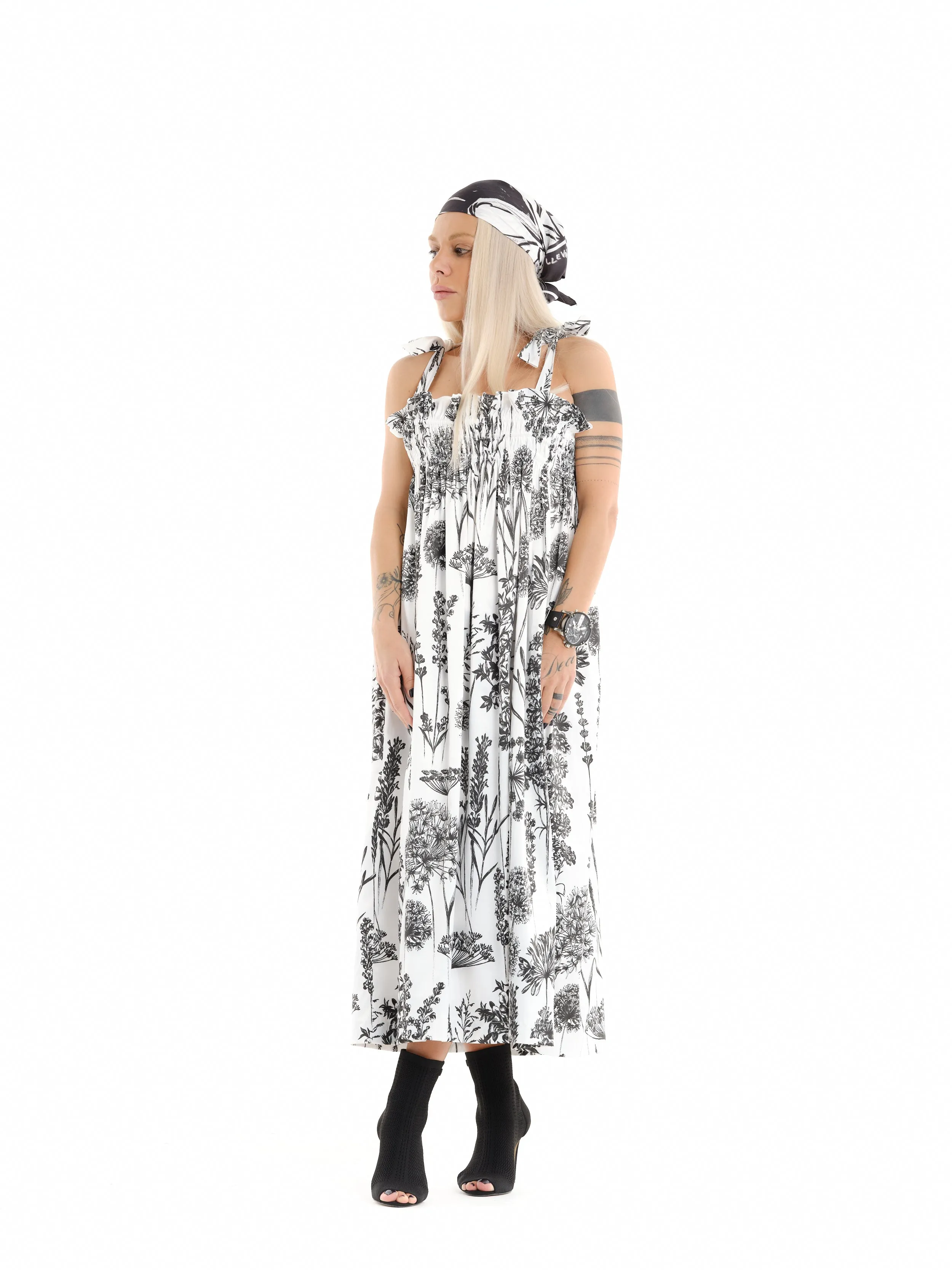 Floral Tie Strap Maxi Dress