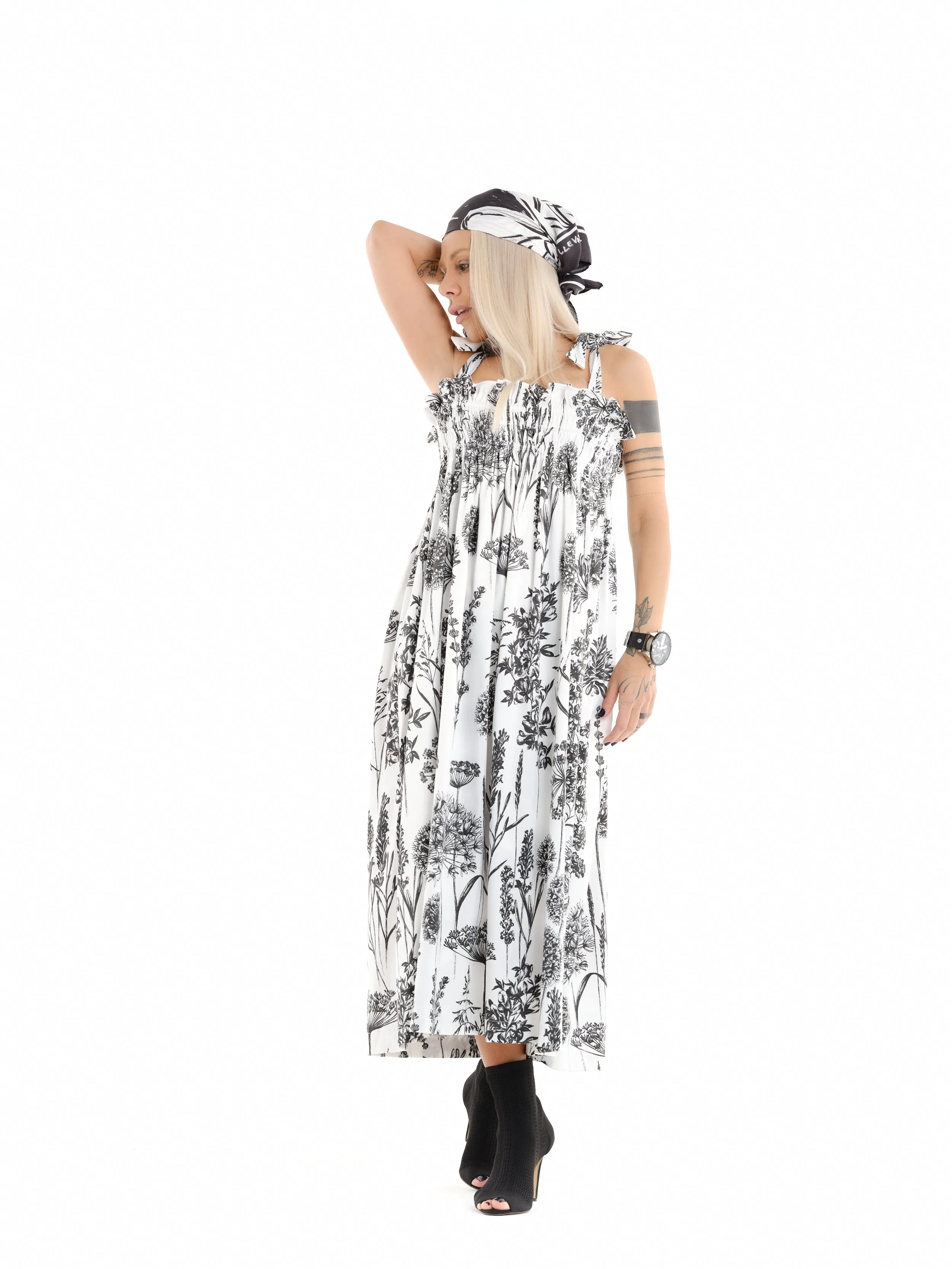 Floral Tie Strap Maxi Dress