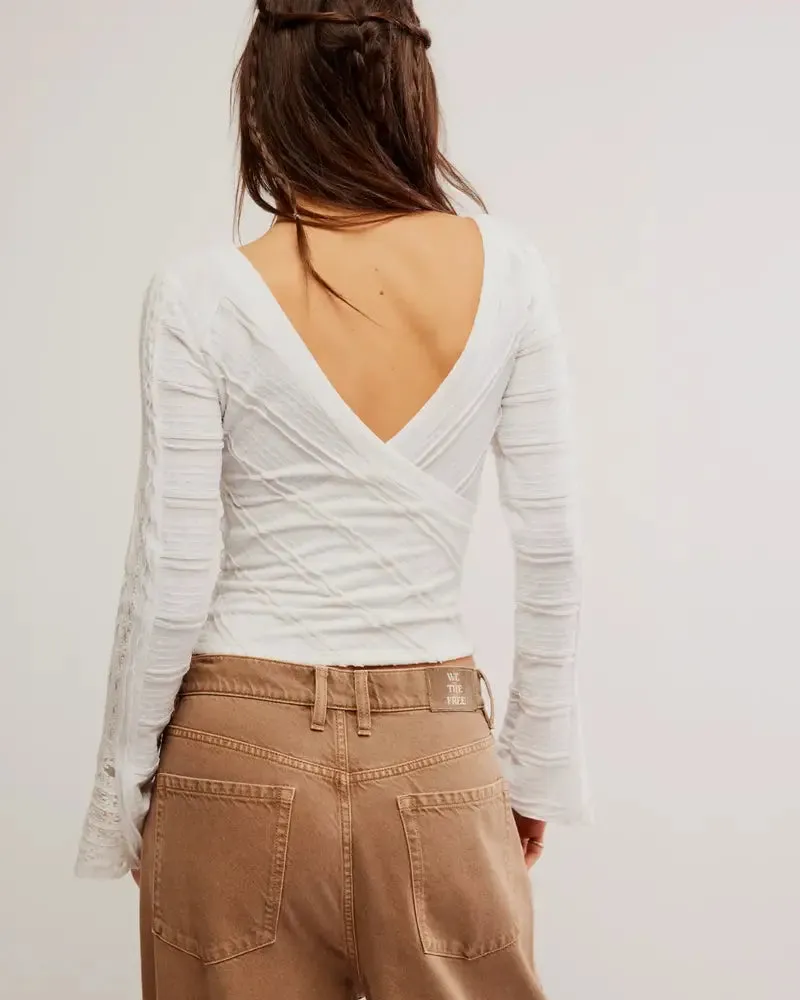 Free People Rocky Long Sleeve Knit - WHITE