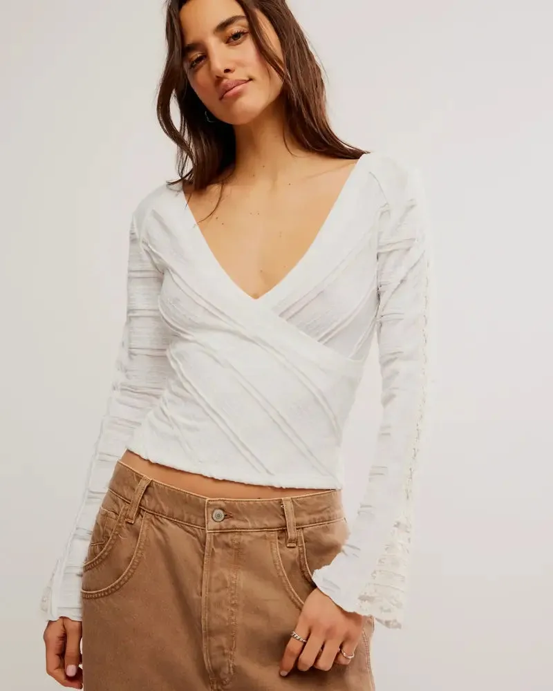 Free People Rocky Long Sleeve Knit - WHITE