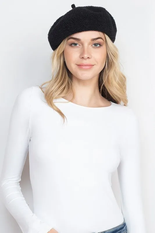 French Royalty Fleece Pink Beret Hat