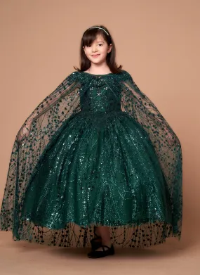 Girls Off Shoulder Cape Gown by Calla SCK303
