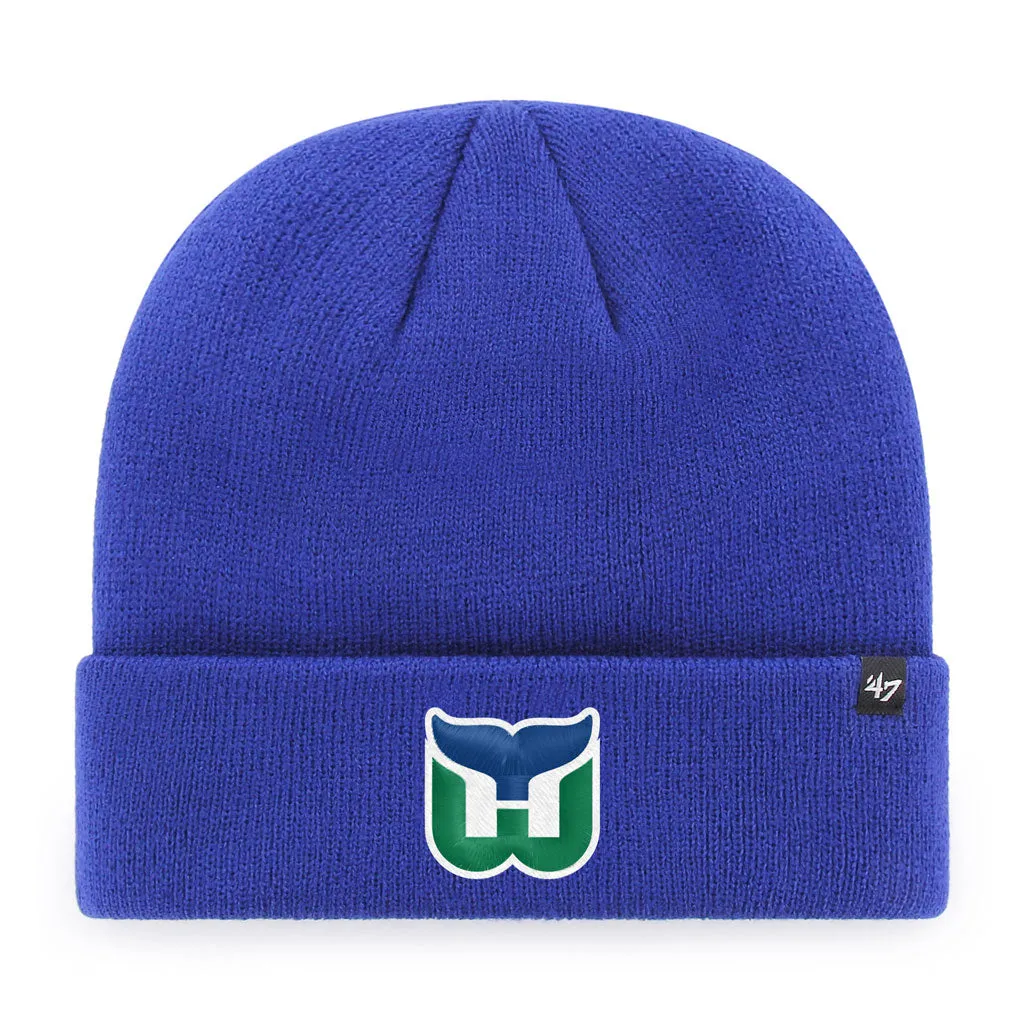 Hartford Whalers NHL 47 Brand Men's Royal Raised Cuff Knit Beanie
