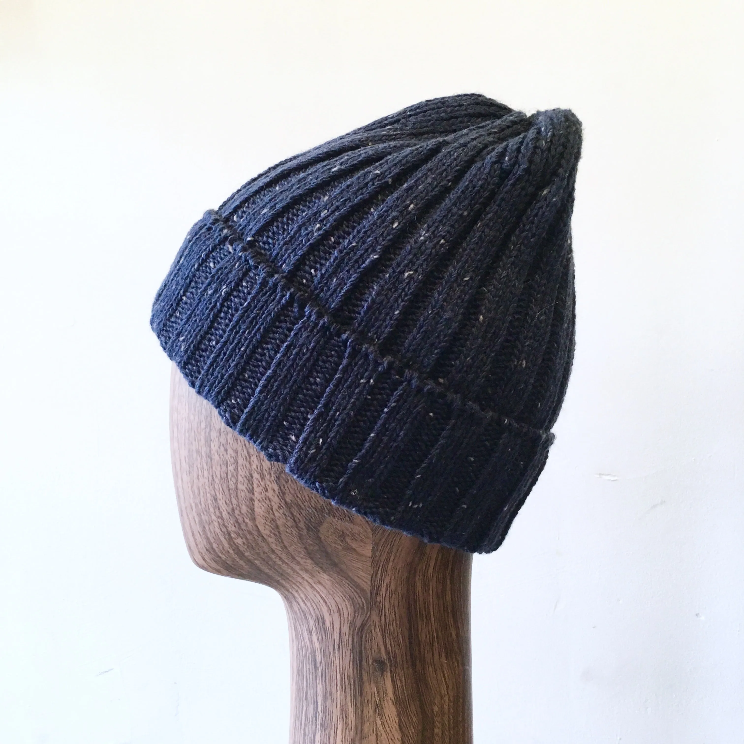 HUDSON NORTH Unisex navy speckle rib knit cuff tuque, NS