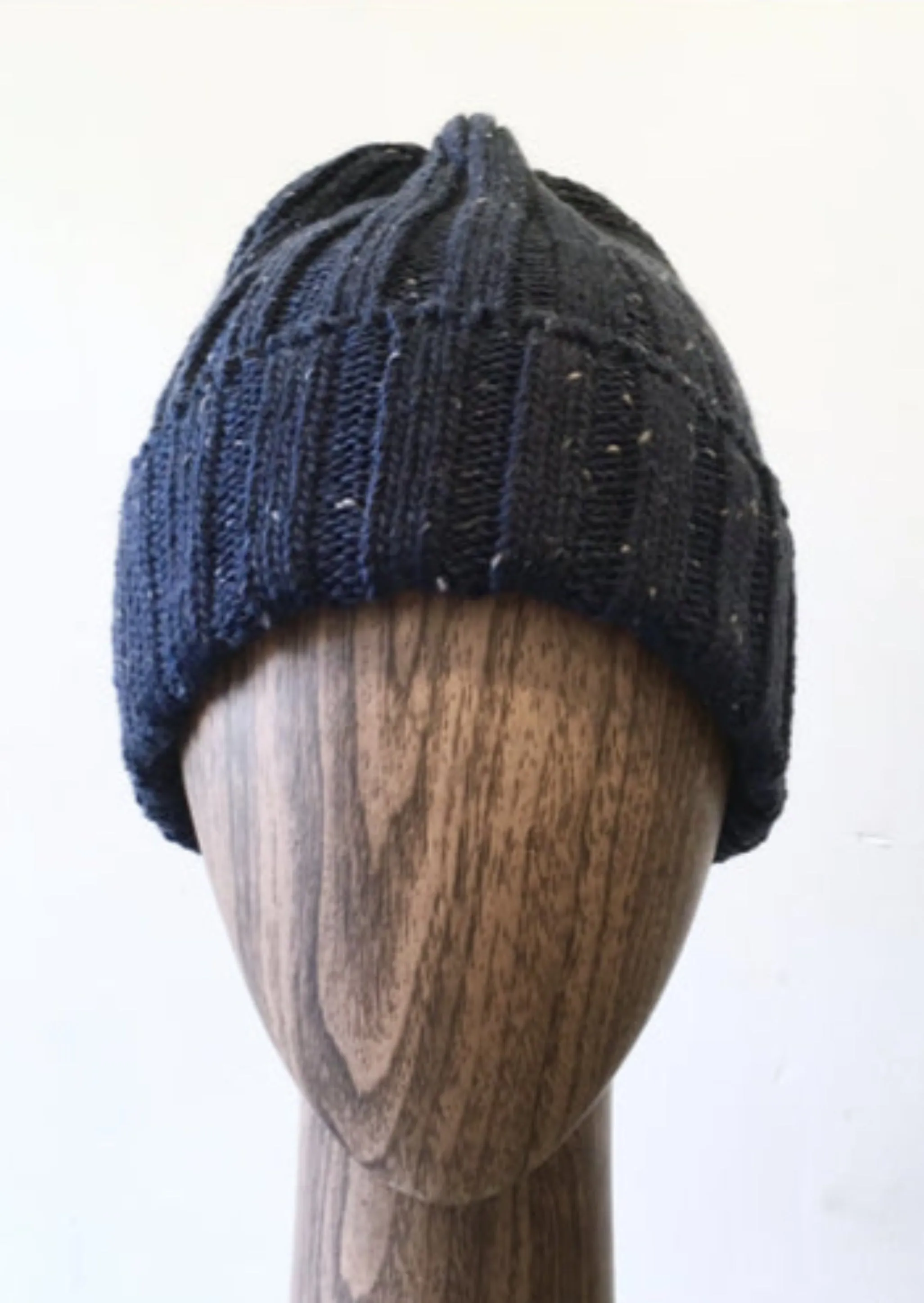 HUDSON NORTH Unisex navy speckle rib knit cuff tuque, NS
