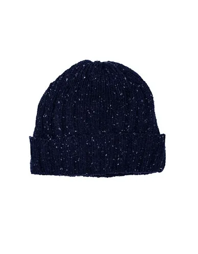 HUDSON NORTH Unisex navy speckle rib knit cuff tuque, NS