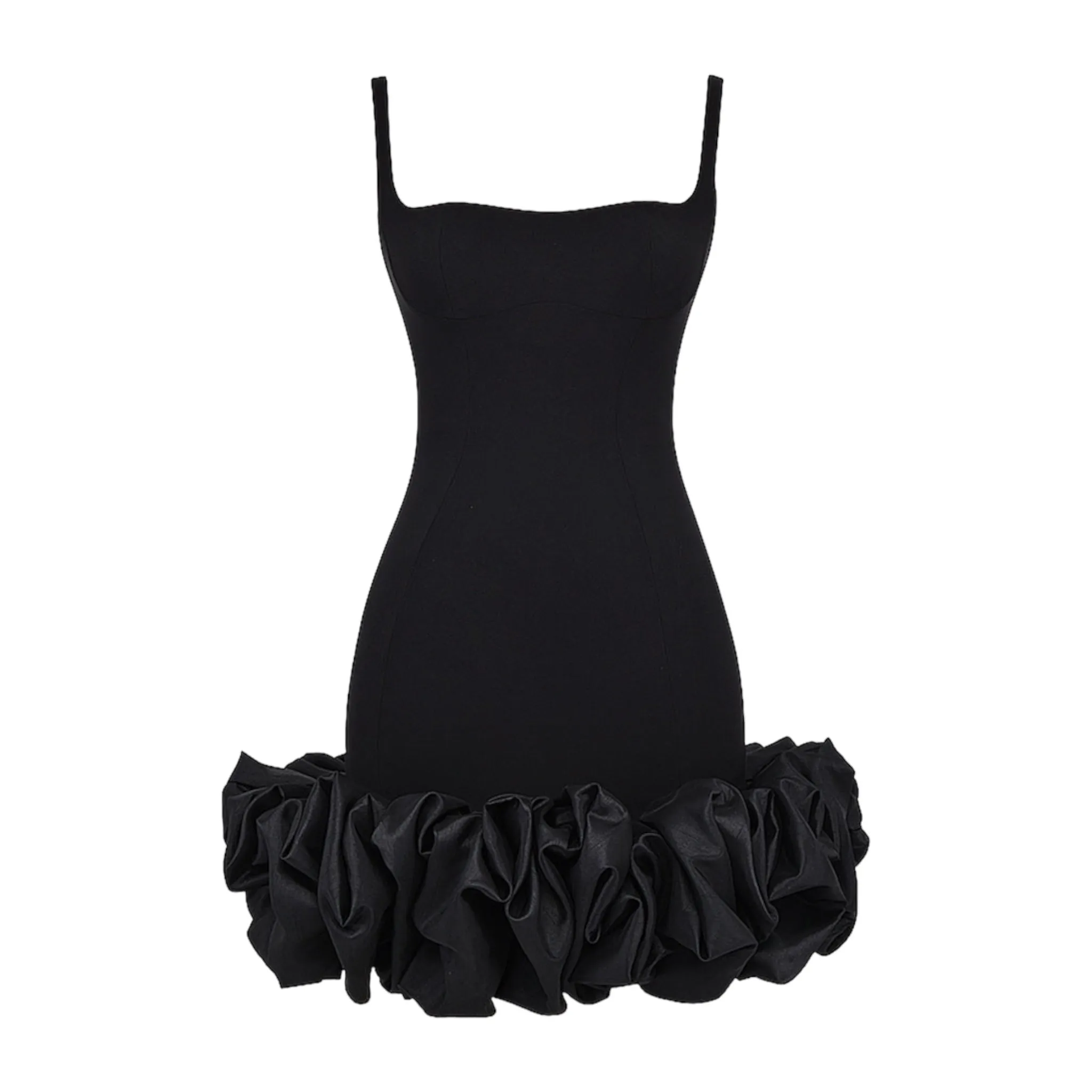 Jamya Strappy Ruffle Hem Bodycon Mini Dress