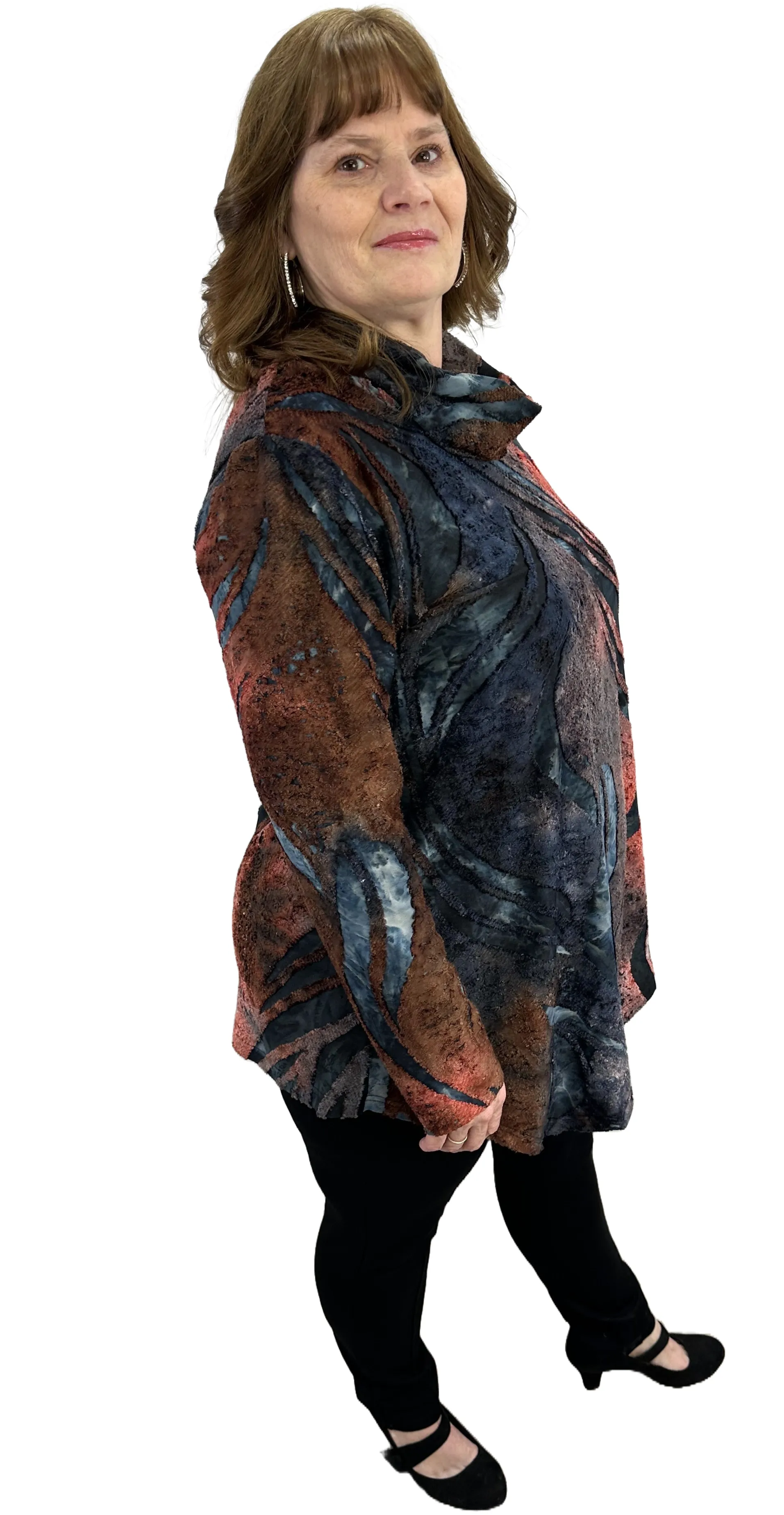 Knit Texture Cowel Neck Tunic