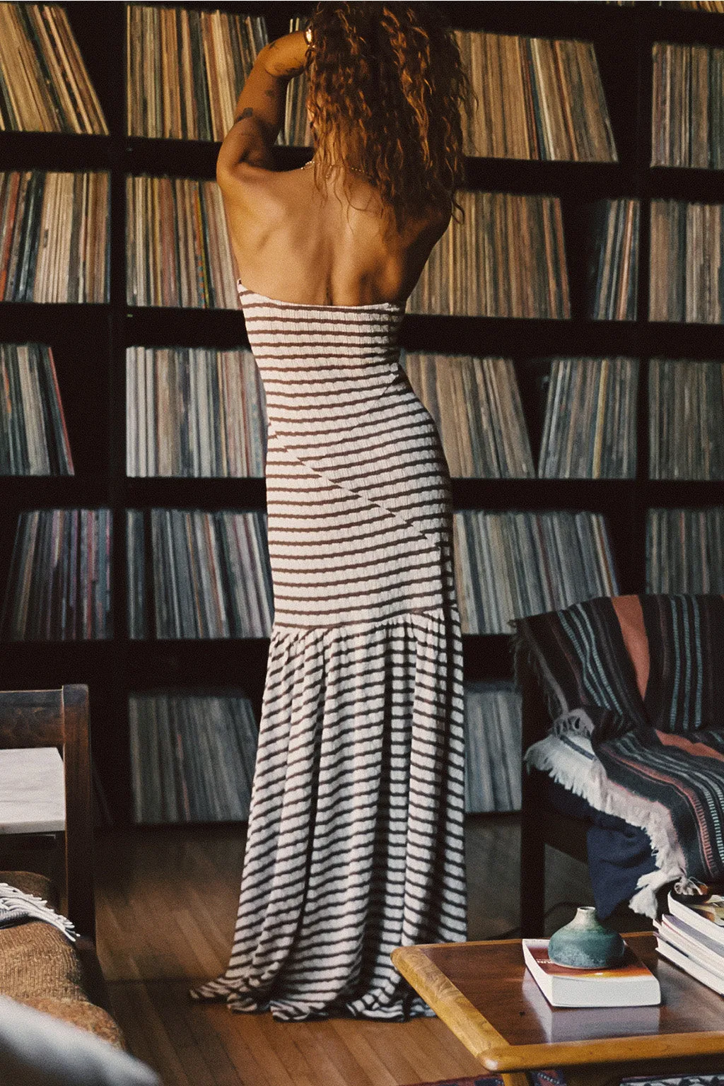 Labelle Striped Knit Strapless Maxi Dress