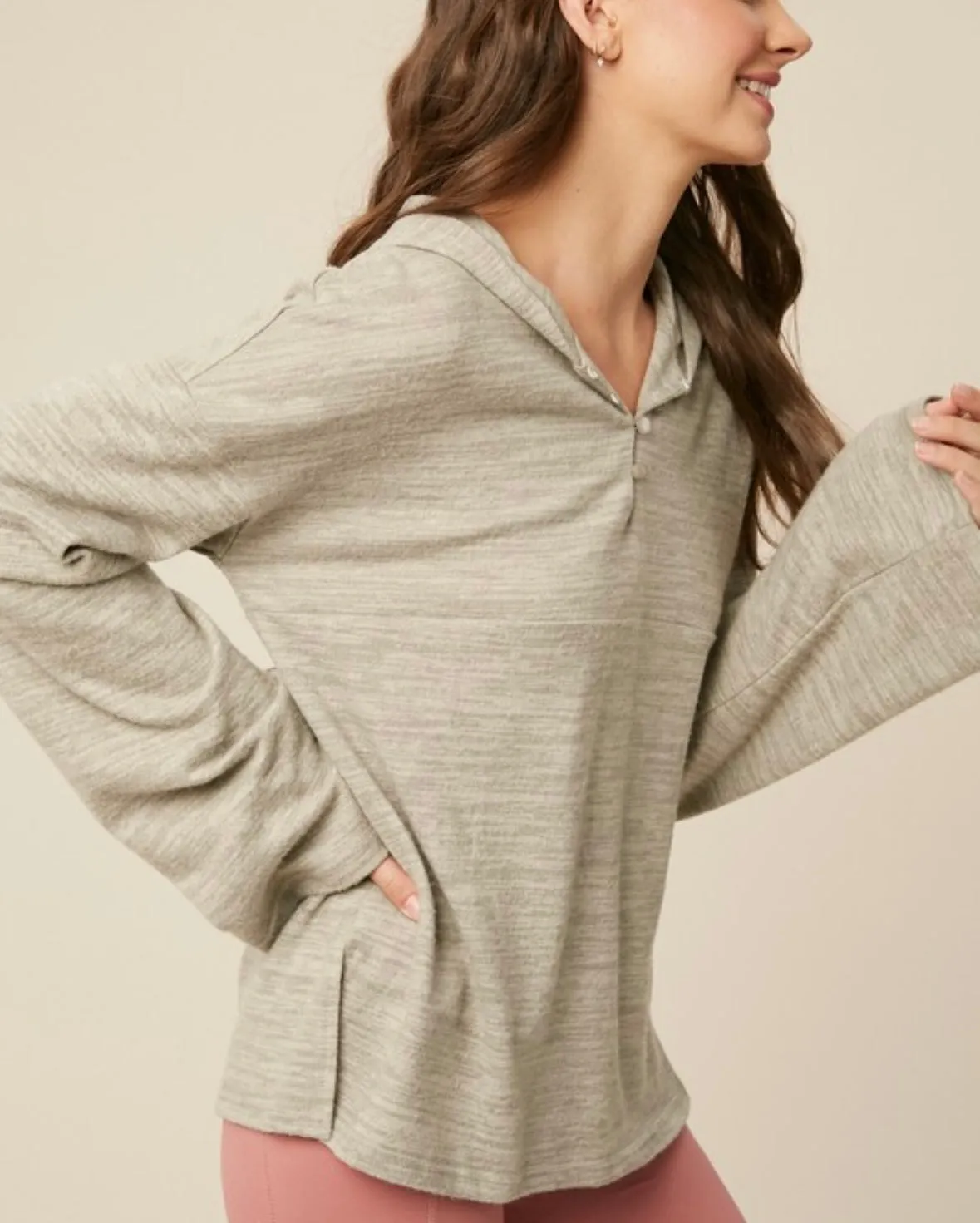 LOL Bell Sleeved Henley Hoodie