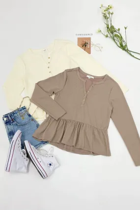 LONG SLEEVE HENLEY TOP