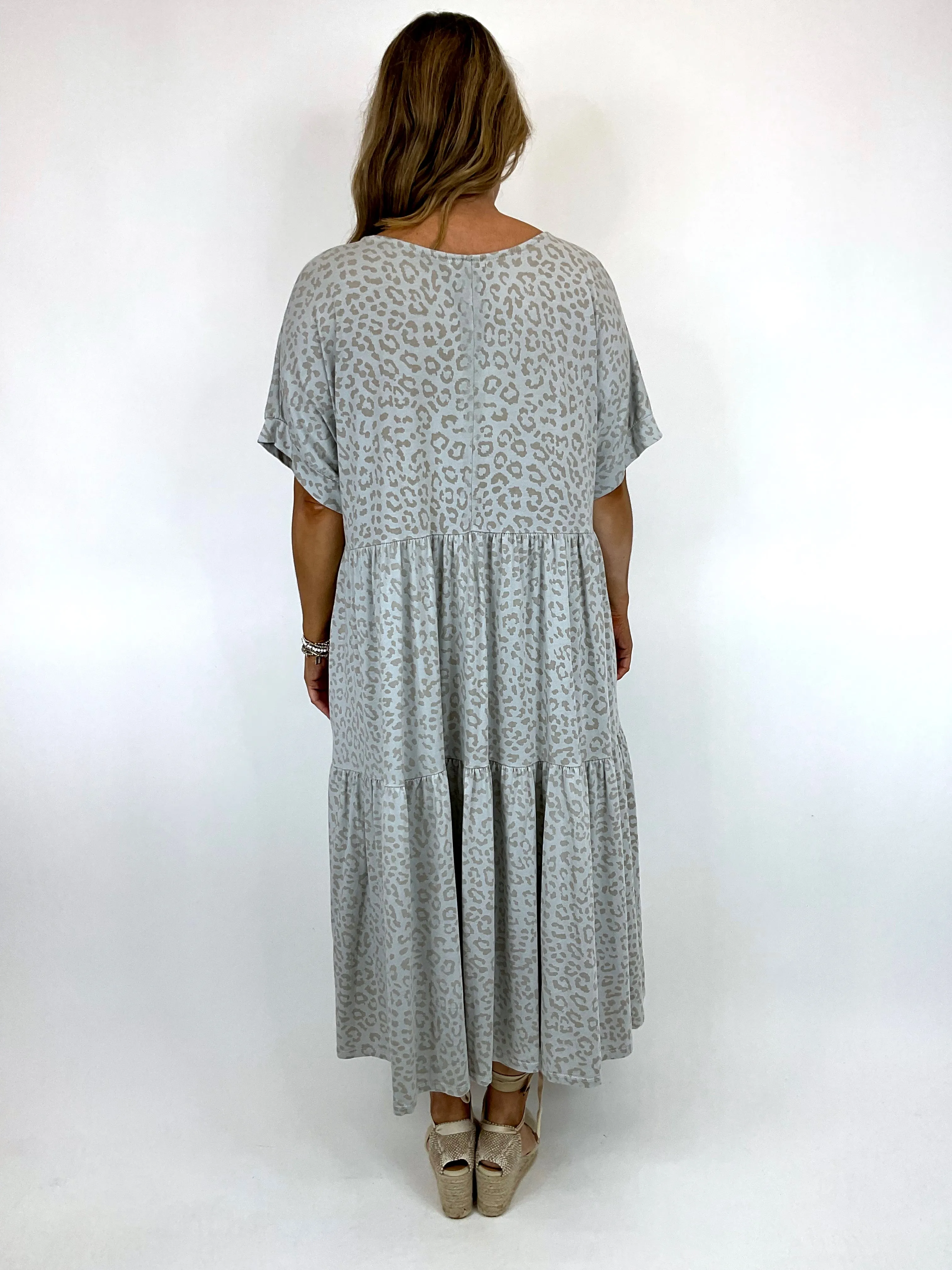 Made in Italy Lagenlook Margo Leopard Print Tunic Top in Cream. 10666