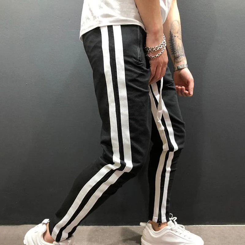 Men's Casual Black & White Sport Jogger Pants