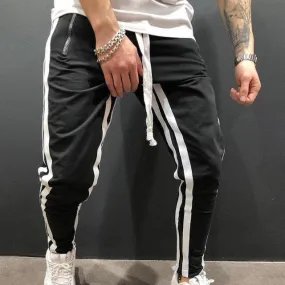Men's Casual Black & White Sport Jogger Pants