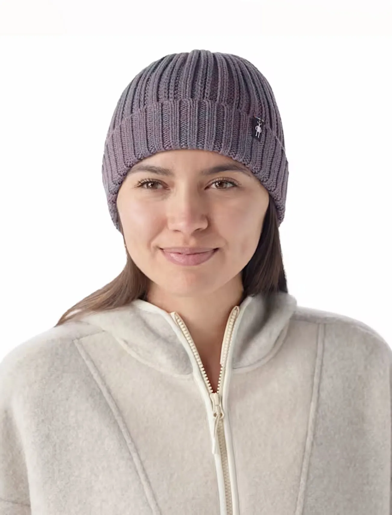Merino Rib Hat, Chalk Violet Heather