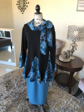 Mia Black With Blue Floral Insets
