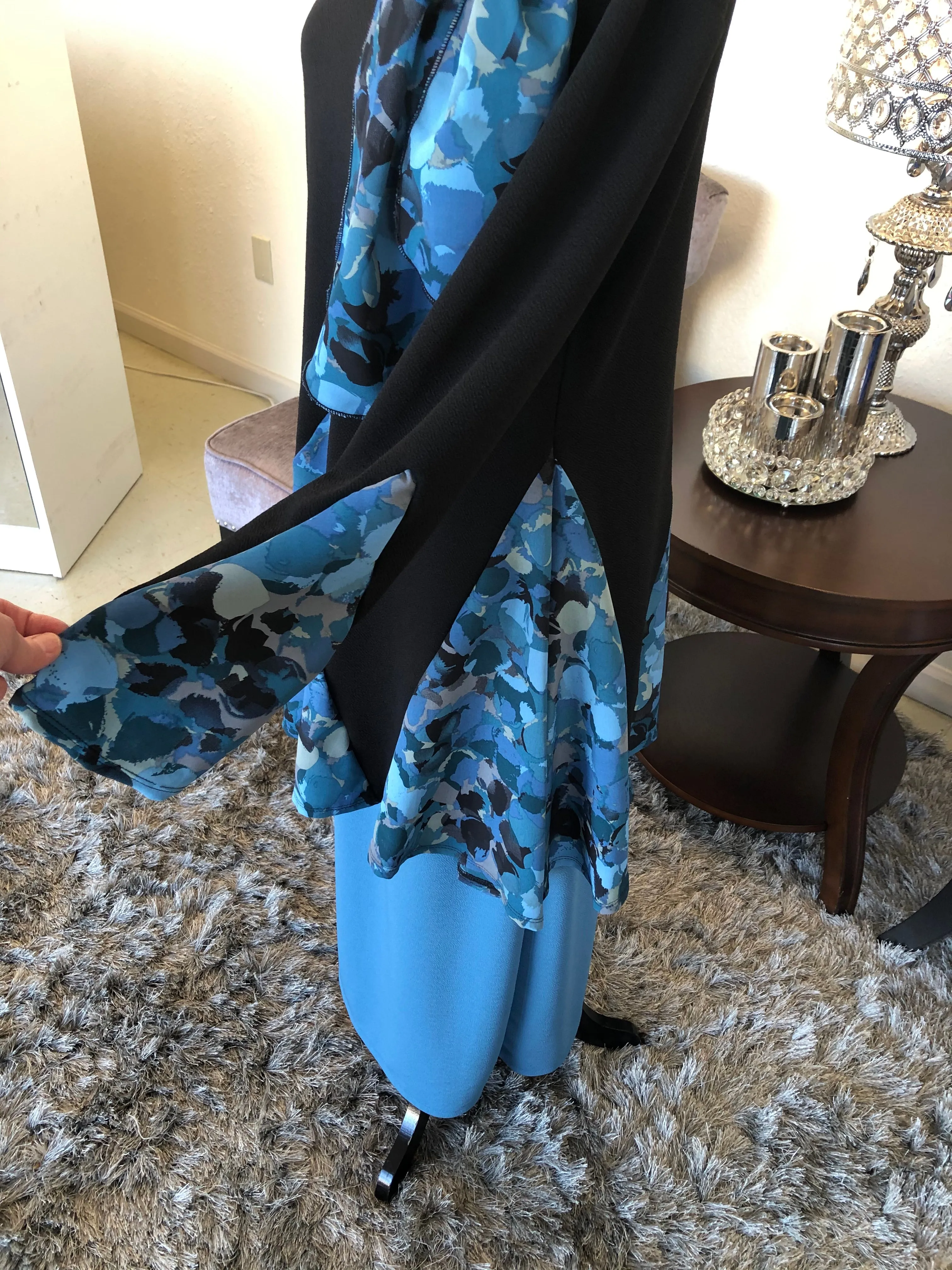 Mia Black With Blue Floral Insets