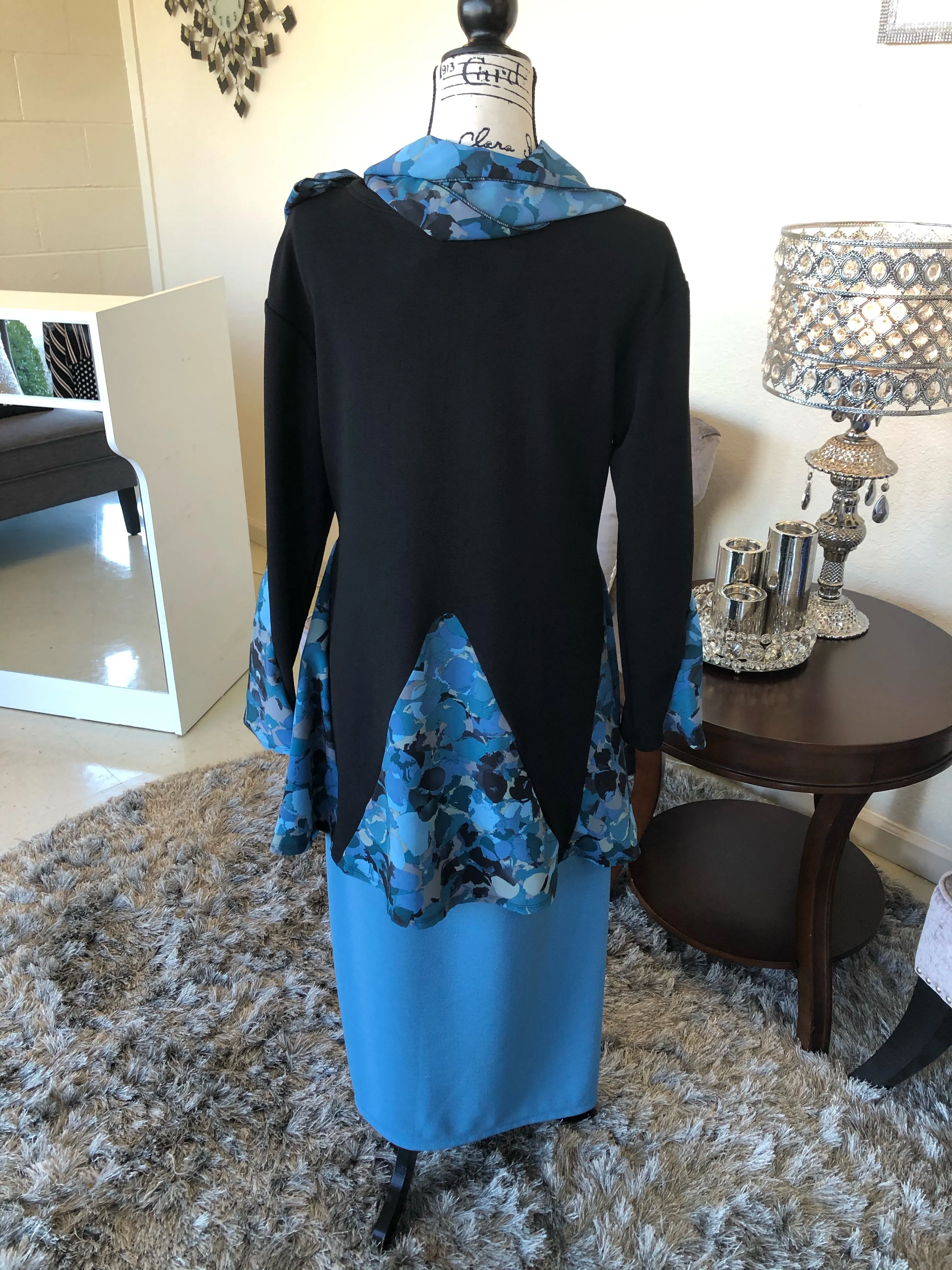 Mia Black With Blue Floral Insets