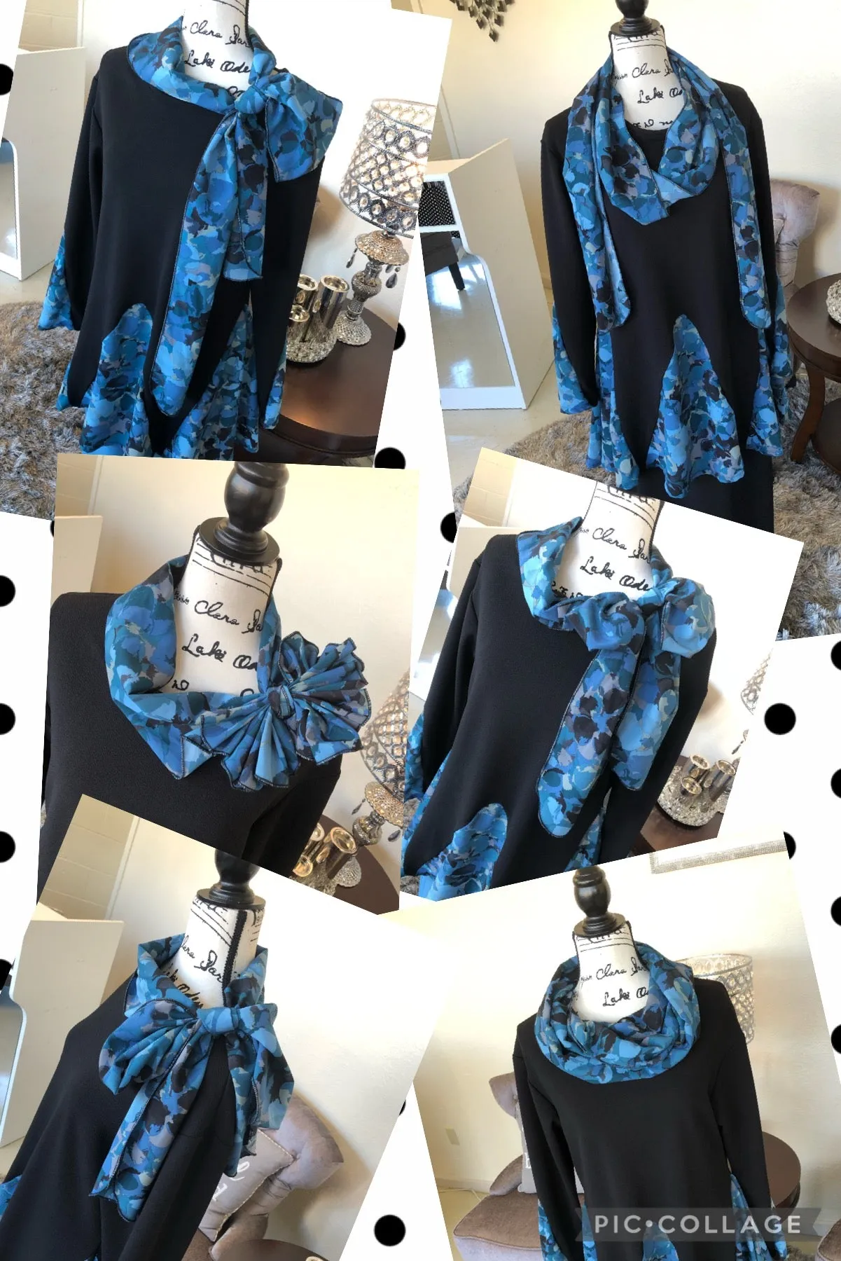 Mia Black With Blue Floral Insets