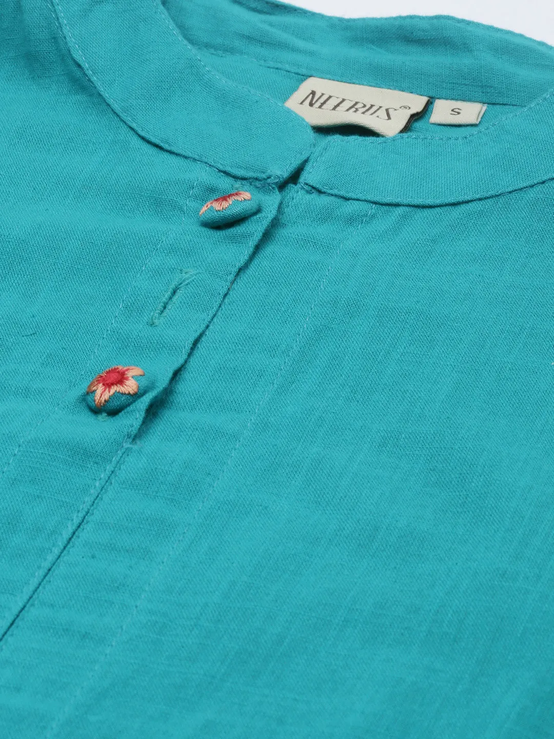 Neeru's Rama Colour Slub Cotton Fabric Tunic Scarf