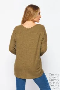 Olive Long Sleeve V-Neck Top