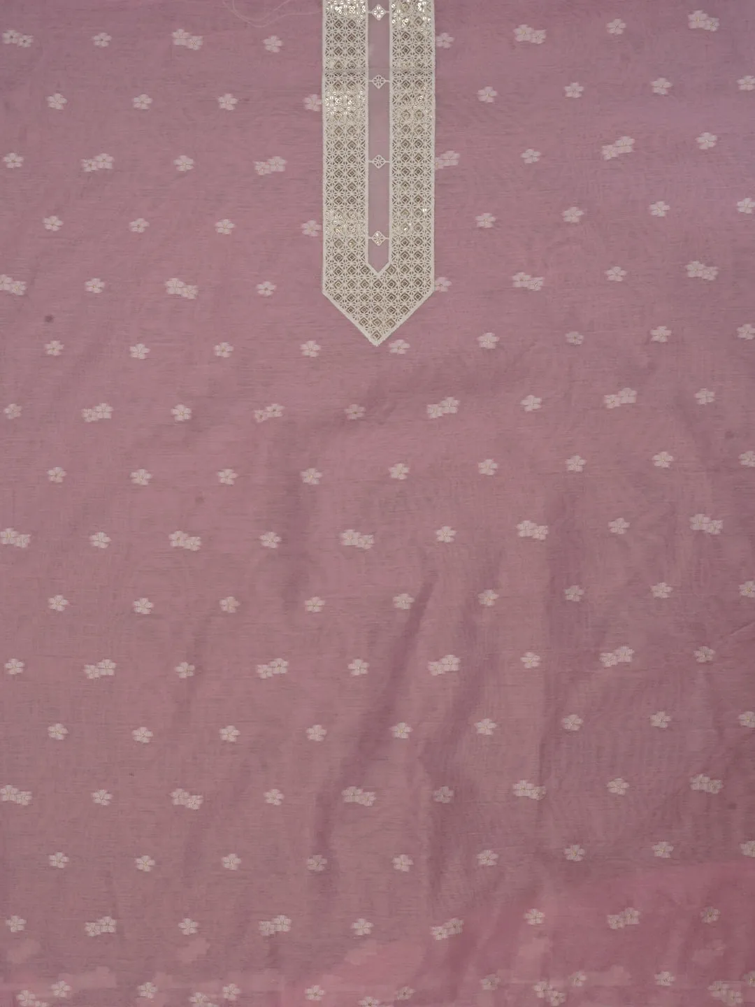 Pink Zari Woven Cotton Blend Dress Material with Dupatta