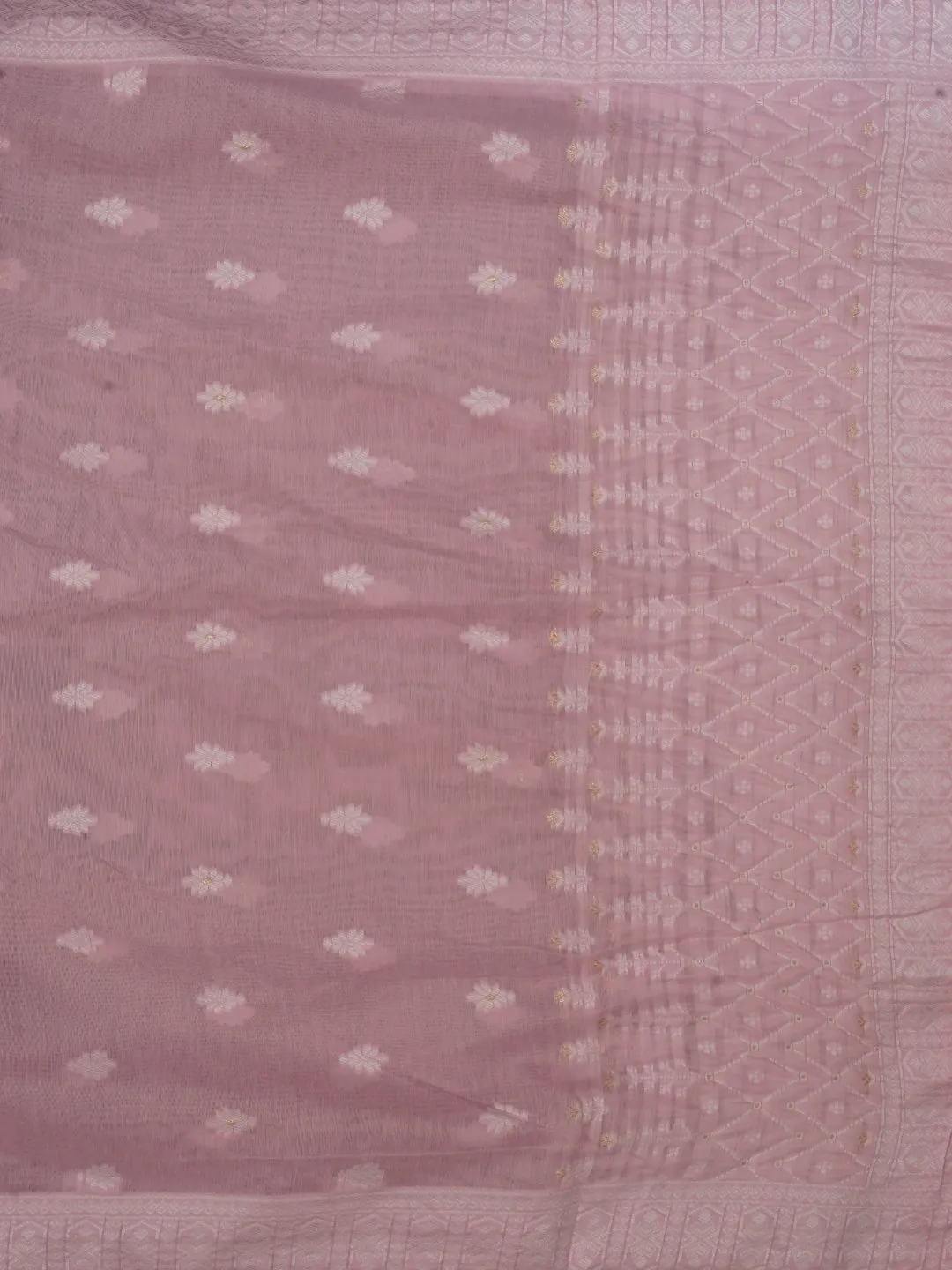 Pink Zari Woven Cotton Blend Dress Material with Dupatta