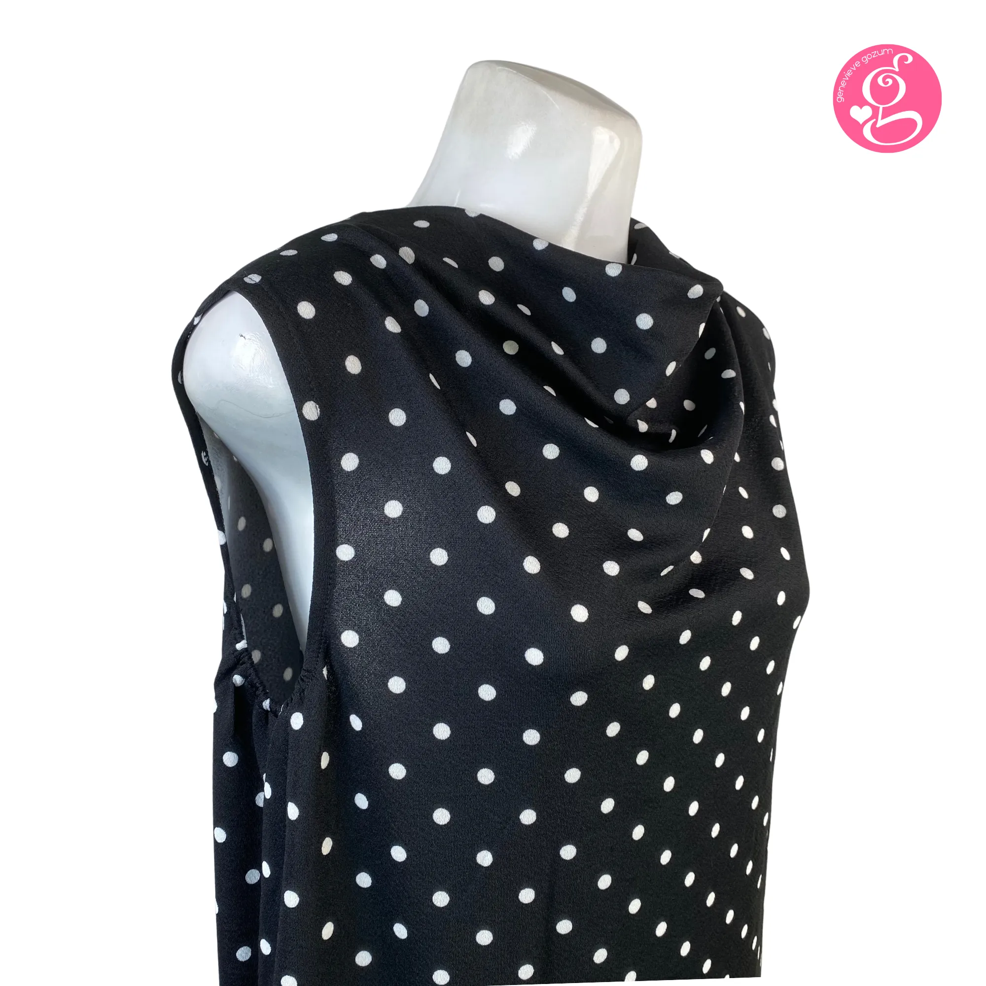 Sleeveless Simply Cowl Neck Polka Dress