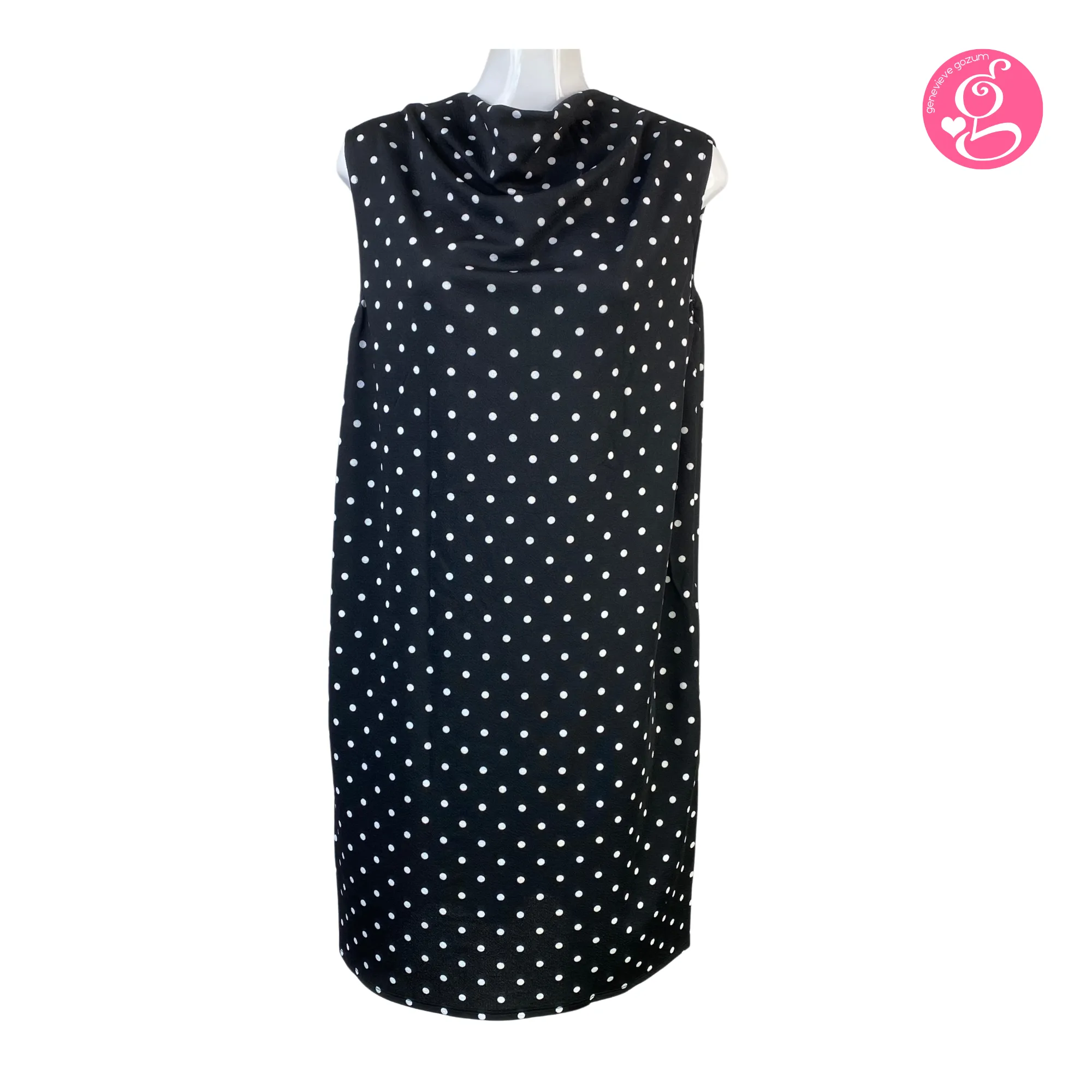 Sleeveless Simply Cowl Neck Polka Dress