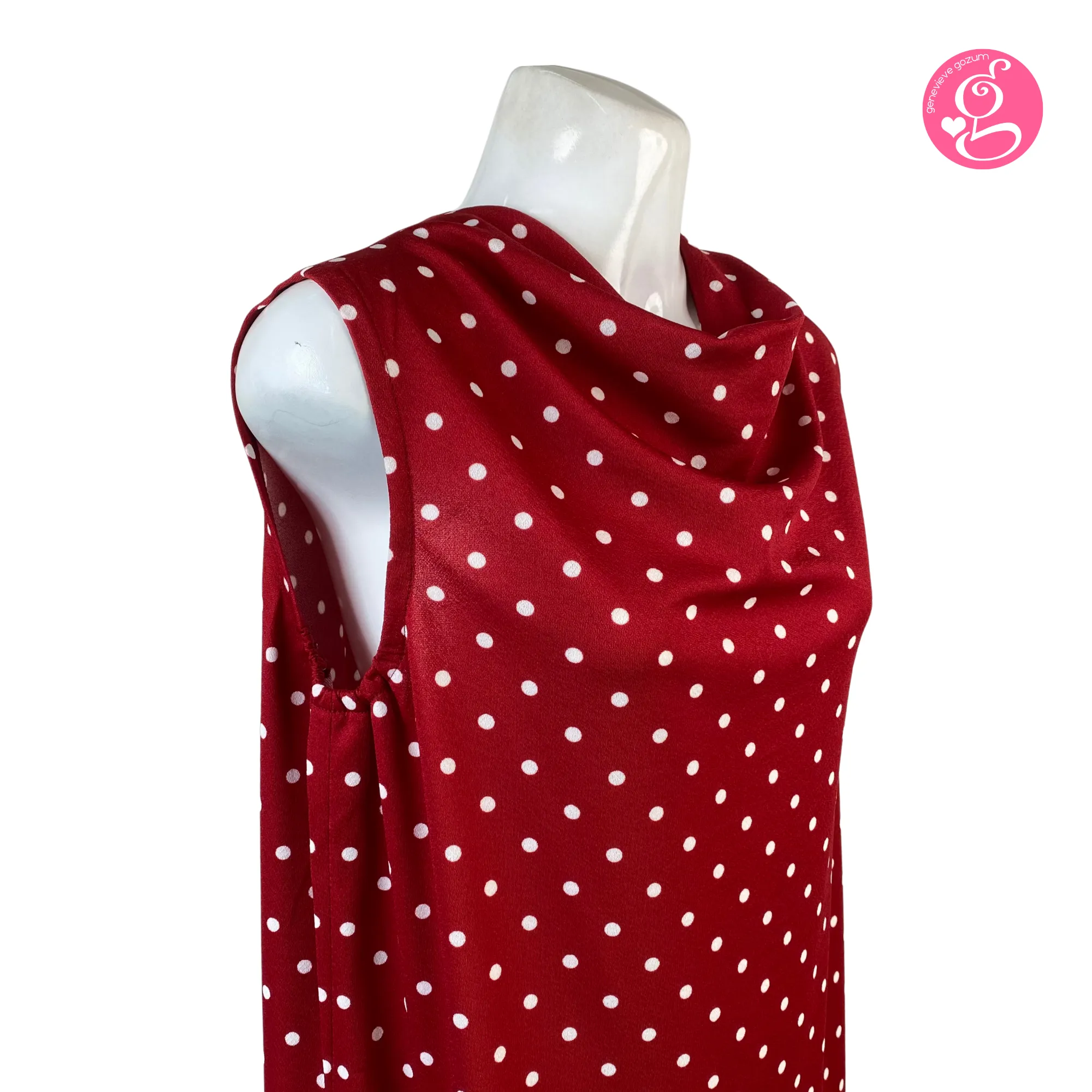 Sleeveless Simply Cowl Neck Polka Dress