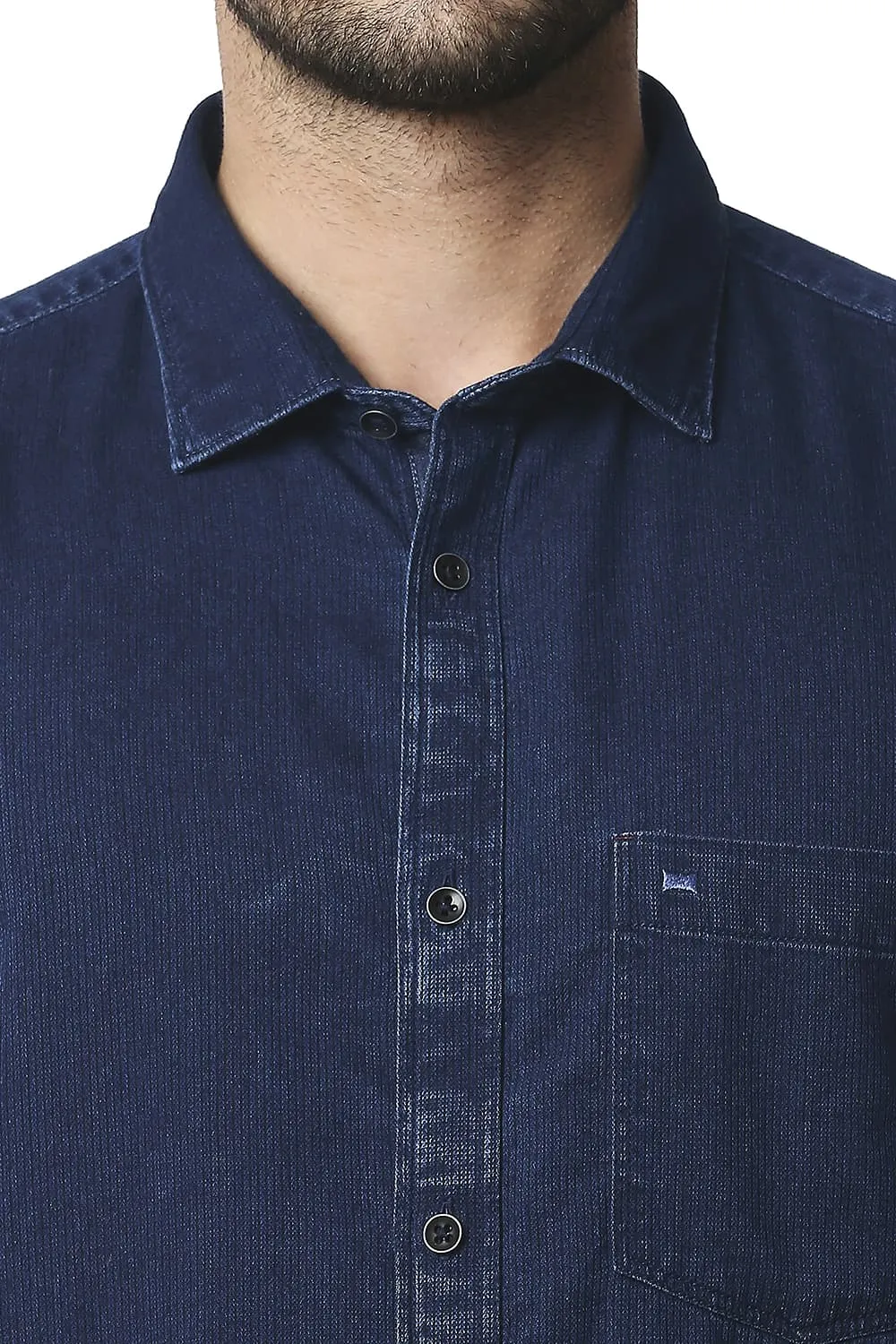 Slim Fit Indigo Dobby Halfsleeves Shirt