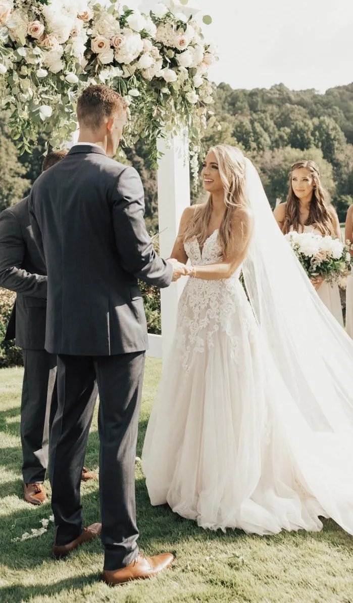 Spaghetti Straps Boho Lace Plus Size Wedding Dress