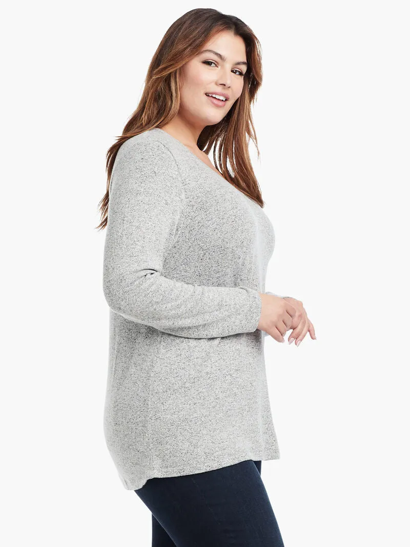 Sweet Dreams V-Neck Top in Grey Mix