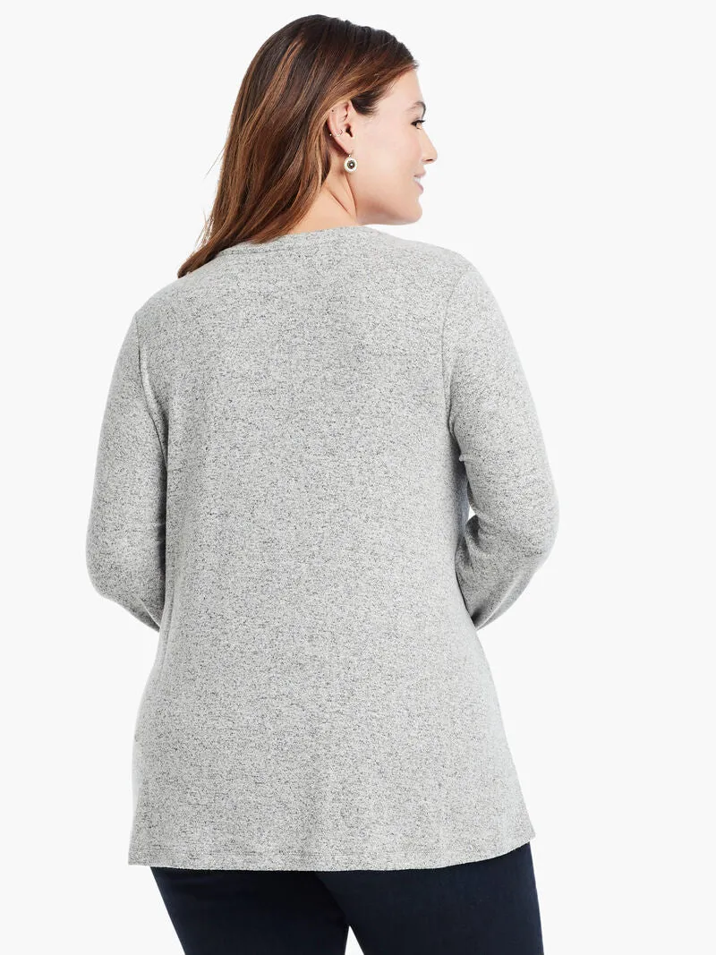 Sweet Dreams V-Neck Top in Grey Mix
