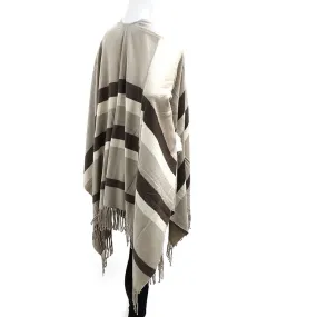 Tan Striped Fringe Shawl Scarf