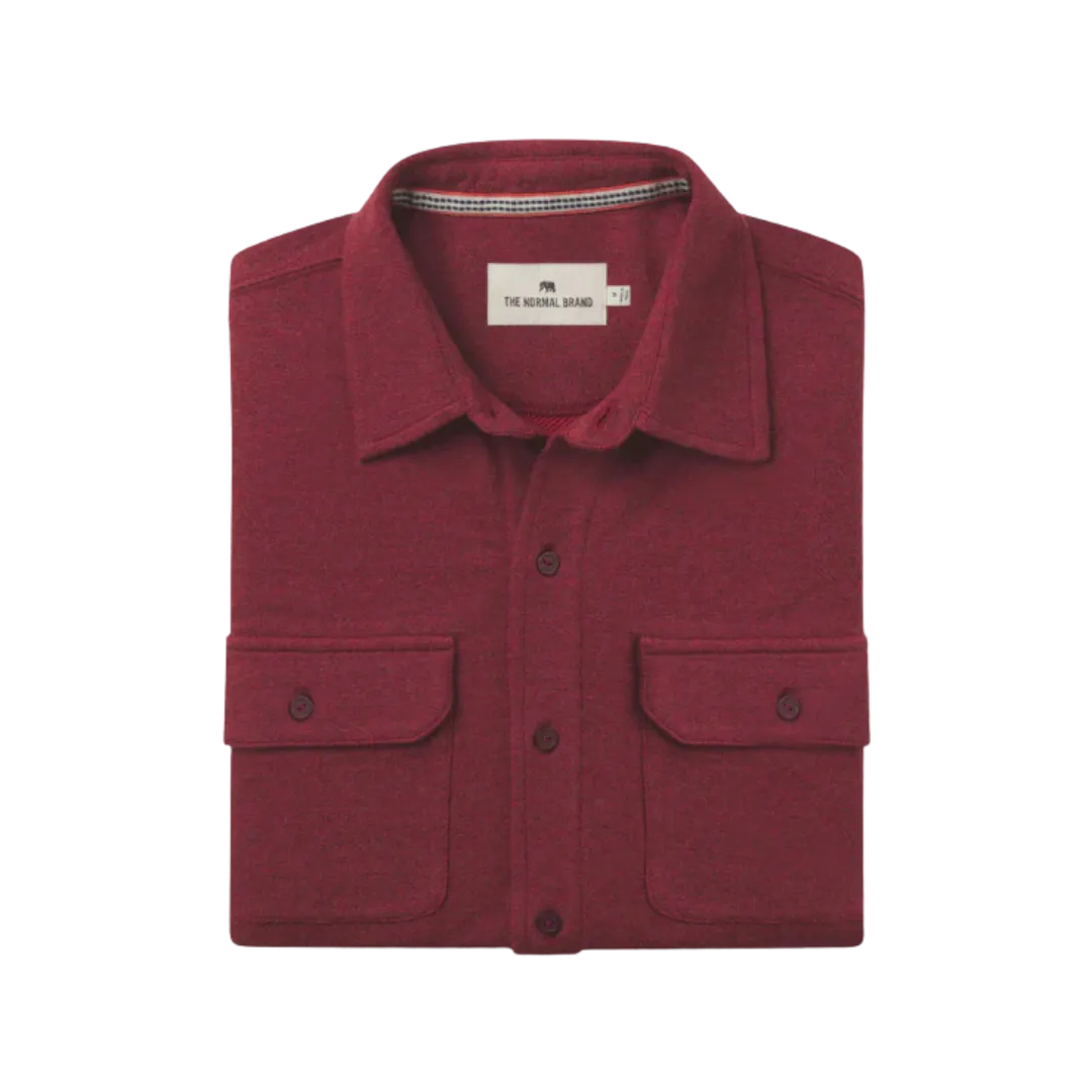 Textured Knit Button Down - Scarlet