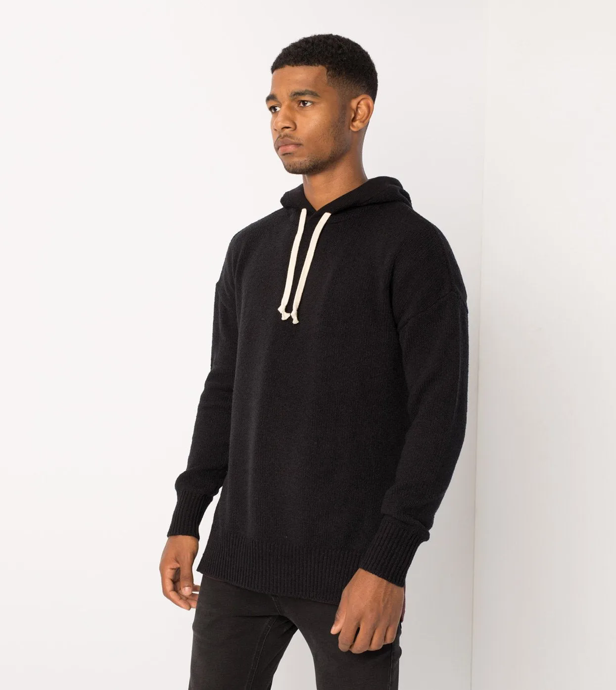 Towel Hood Knit Black - Sale