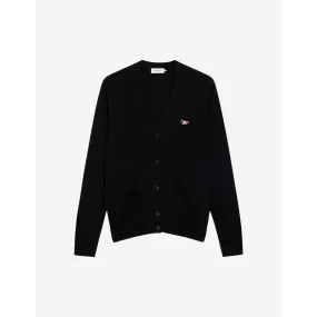 Unisex Tricolor Fox Patch Classic Cardigan - Black