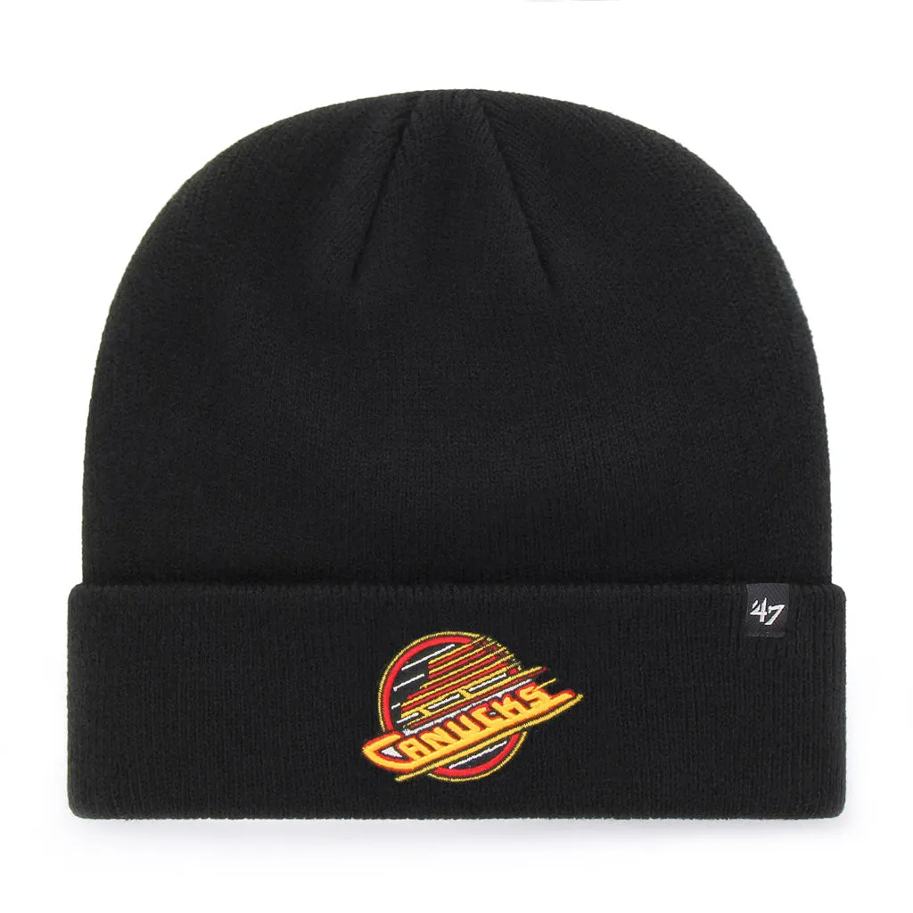 Vancouver Canucks NHL 47 Brand Men's Black 1985 Logo Cuff Knit Beanie