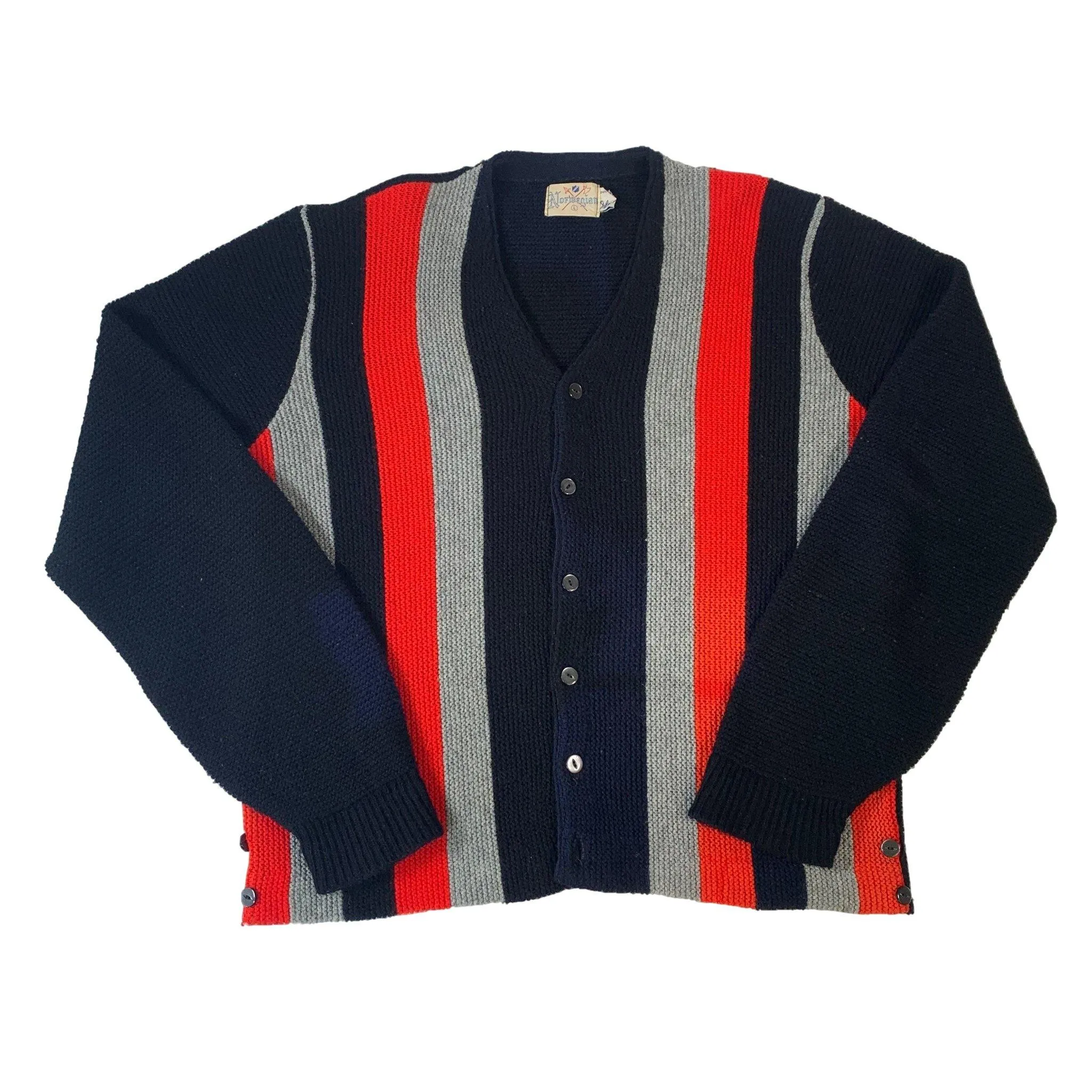 Vintage Norwegian "Striped" Orlon Acrylic Cardigan