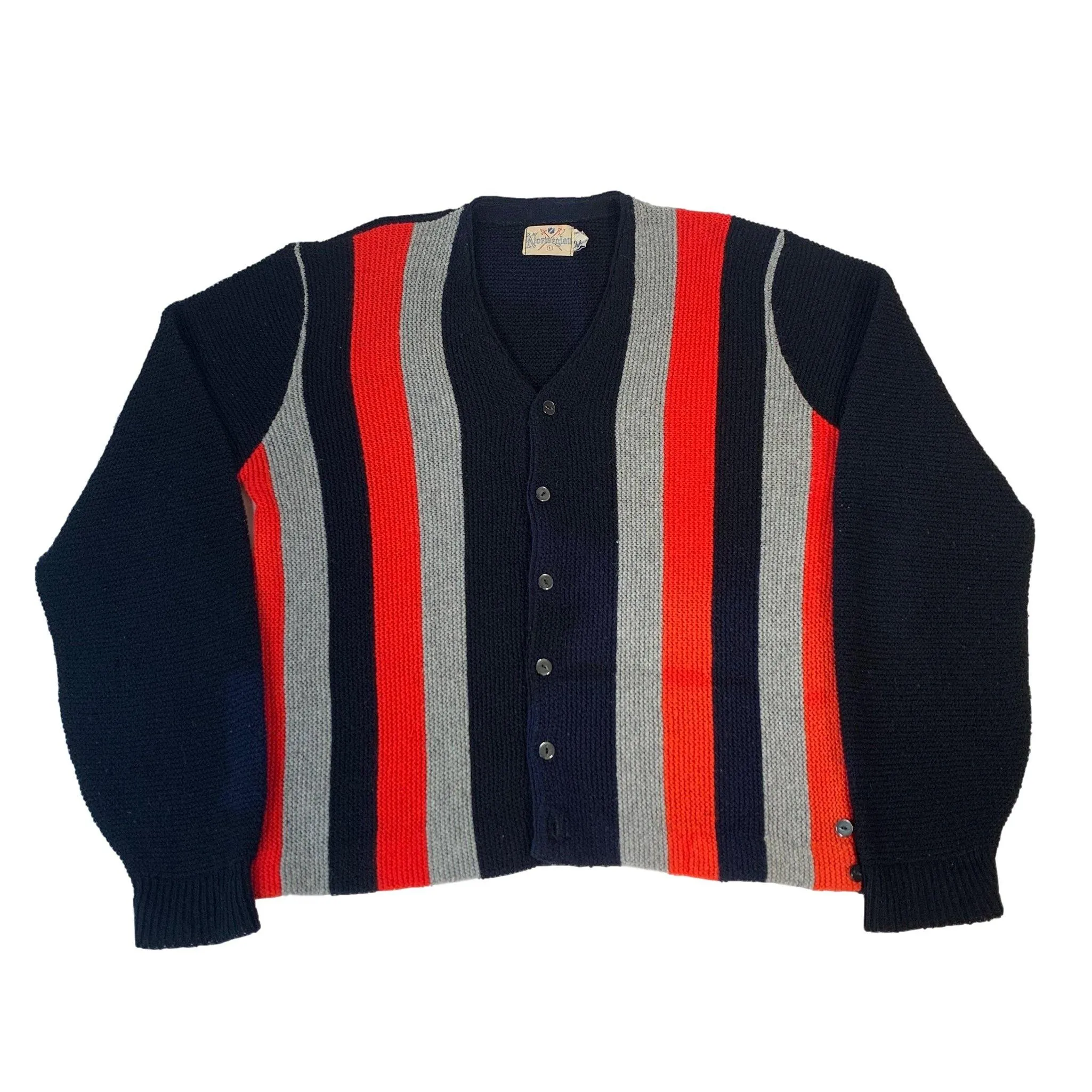 Vintage Norwegian "Striped" Orlon Acrylic Cardigan