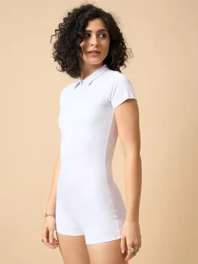 White Collared Neck Playsuit
