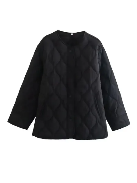 Women's Elegant Long Sleeve Quilted Coat with Single Button | Ideal for Autumn/Winter