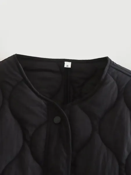 Women's Elegant Long Sleeve Quilted Coat with Single Button | Ideal for Autumn/Winter