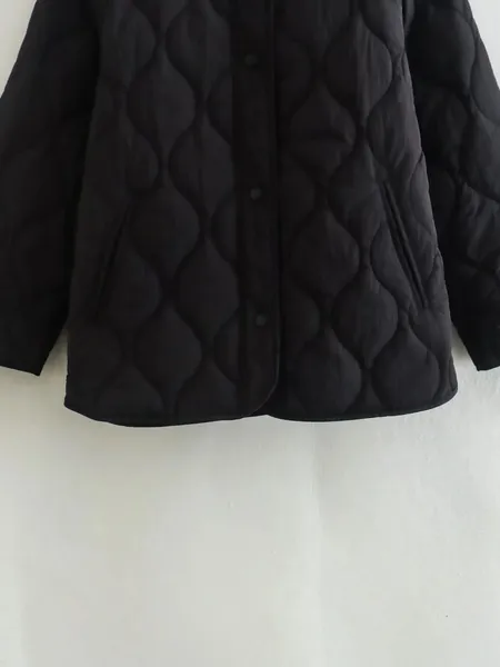 Women's Elegant Long Sleeve Quilted Coat with Single Button | Ideal for Autumn/Winter