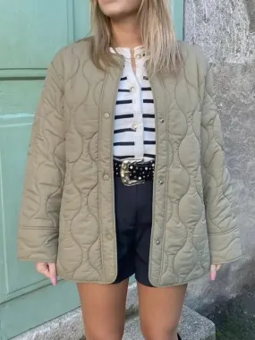 Women's Elegant Long Sleeve Quilted Coat with Single Button | Ideal for Autumn/Winter