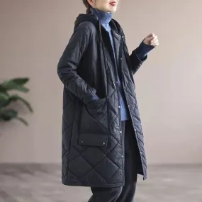 Women's Modern Long Padded Quilted Coat with Buttons | Ideal for Autumn/Winter